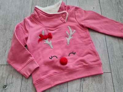 Sweatshirt mit Glitzer Rentier ~ Topomini rosa Gr. 80