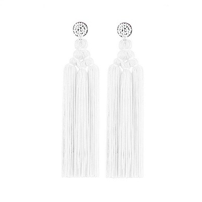 Long Woven Tassel Fringe Drop Dangle Earrings Large Beaded Chandelier Handm - 04