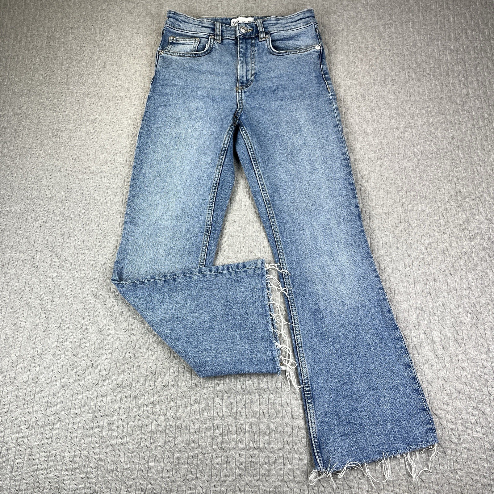 Bootcut ZARA Flare Leg Blue Dress Jeans Women 4/24X25 1/2 hi rise light wash