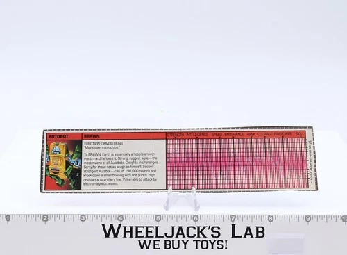 Brawn Action Figure Tech Spec 1985 Vintage Hasbro G1 Transformers