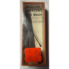 VTG Johnson's Silver Minnow Spoon Fishing Lure Black Nickel Weedless with Box