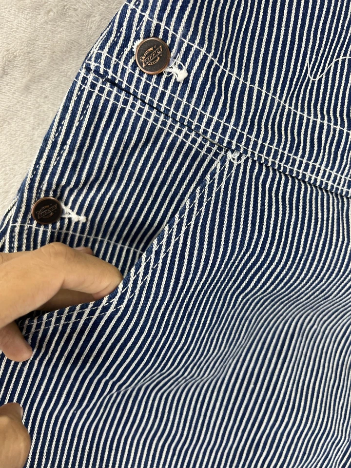 RARE 🔥 Vintage Lollapalooza 1993 Dickies Hickory Stripe Overalls Mens 42x34 USA - Image 3 of 4