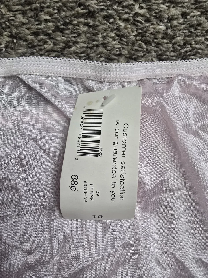 Nuevo con etiquetas Bragas de nailon Simply Basic vintage blancas y rosas Sissy Panty talla 10 Foto 4 de 4