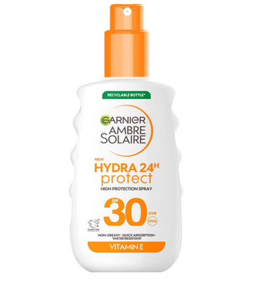 Garnier Ambre Solaire Spray, LSF30 Hydra 24 Stunden Protect mit Vitamin E, 150ml