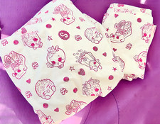 Shopkins Sheet Set White Pink Twin 1 Fitted Sheet and 1 Flat Sheet