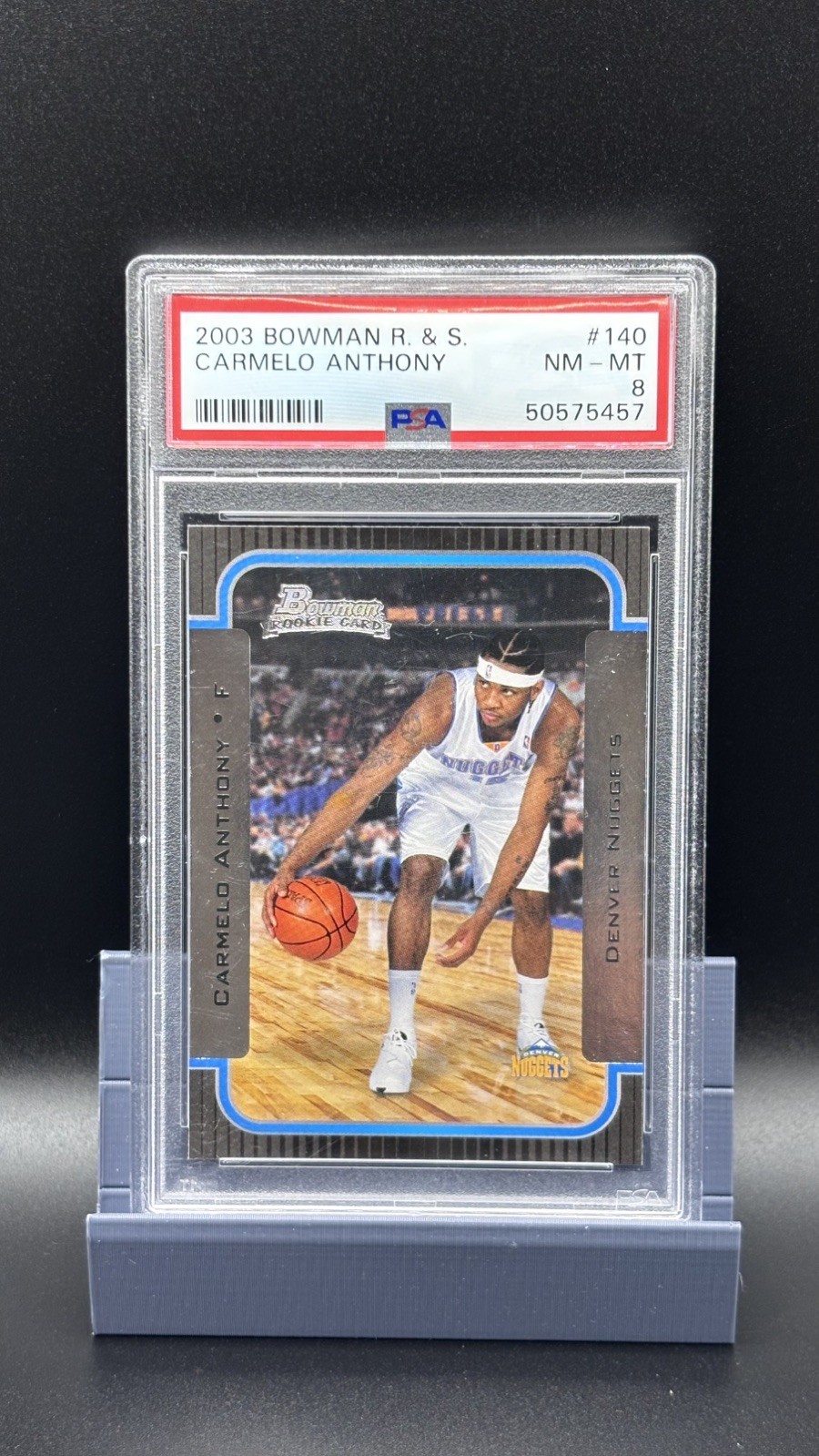 2003 2003-04 Topps Bowman R&S Carmelo Anthony RC #140, PSA 8 New Grade, QTY