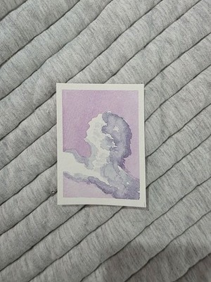 ACEO Original Traditional Watercolor Pink Cloud Sky #1/6 Nature Painting Artwork