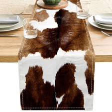 Western Cow Print Table Runner Brown Cowhide Animas Printing Western Kitchen Dec