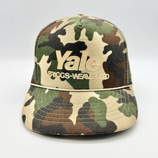 Vintage Yale Briggs-Weaver Ltd SnapBack Hat Cap Camo Trucker USA Made