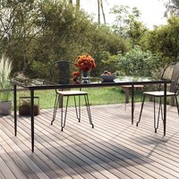 Garten Esstisch Rechteckig Schwarz 200X100X74 Cm Stahl Hartglas