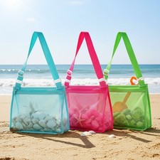 Bright Kids Mesh Beach Bags - Perfect for Shells, Toys, and Beach Accessories