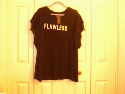 Lane Bryant Women's Short Sleeve Blouse  Black,Size 22/24, New With Tags PP24