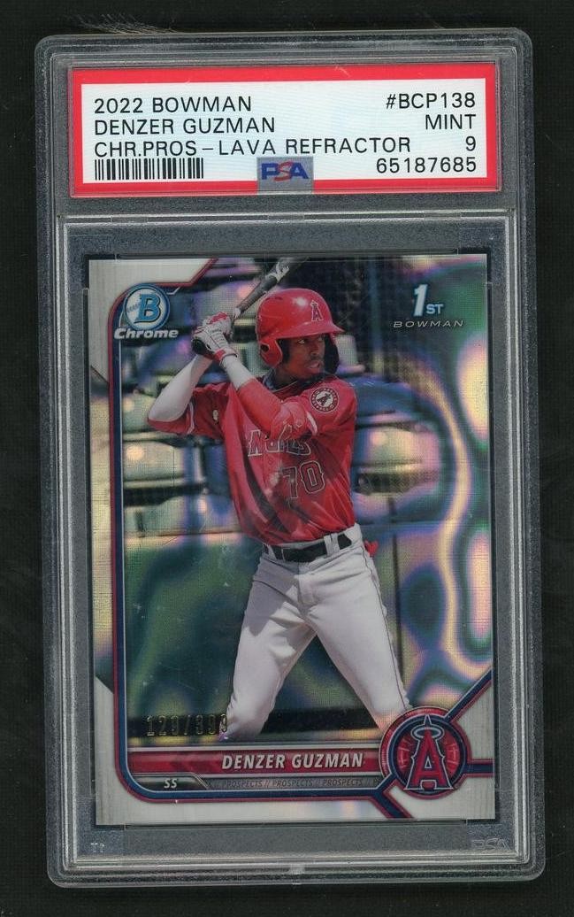 2022 Bowman Chrome Prospects Lava Refractor Denzer Guzman #BCP138 /399 PSA 9