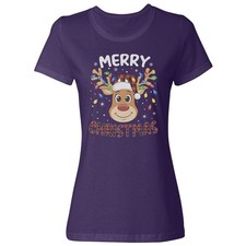 Cute Reindeer Antlers Xmas Lights - Merry Christmas Ladies' Crewneck T-Shirt