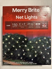 Merry Brite 150 Ct. Net-Style Lights Clear Bulb Green Wire 6 ft x 4 ft Christmas