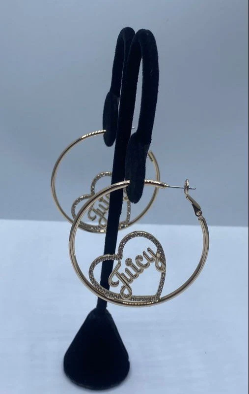 Juicy Couture Gold-tone cz heart Hoop Earrings 12.6g - Image 2 of 4