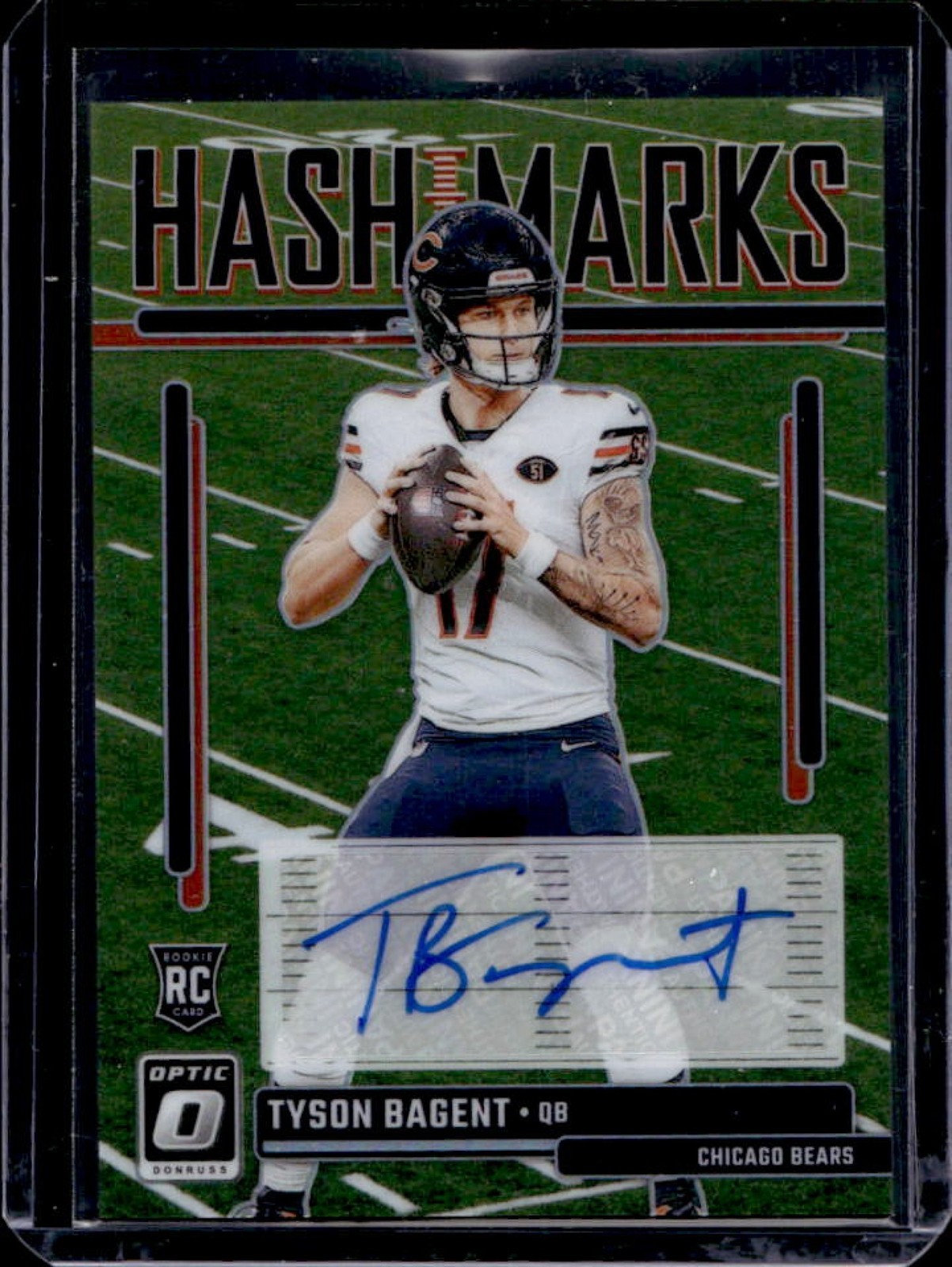2023 Donruss Optic Tyson Bagent Hash Marks RC Rookie Auto #HM-47 Bears