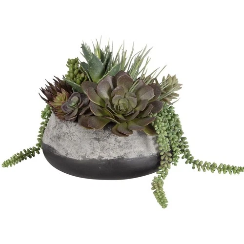 Uttermost 60214 Yuma Green and Burgundy with Dark Iron Succulent Centerpiece - Picture 1 of 5