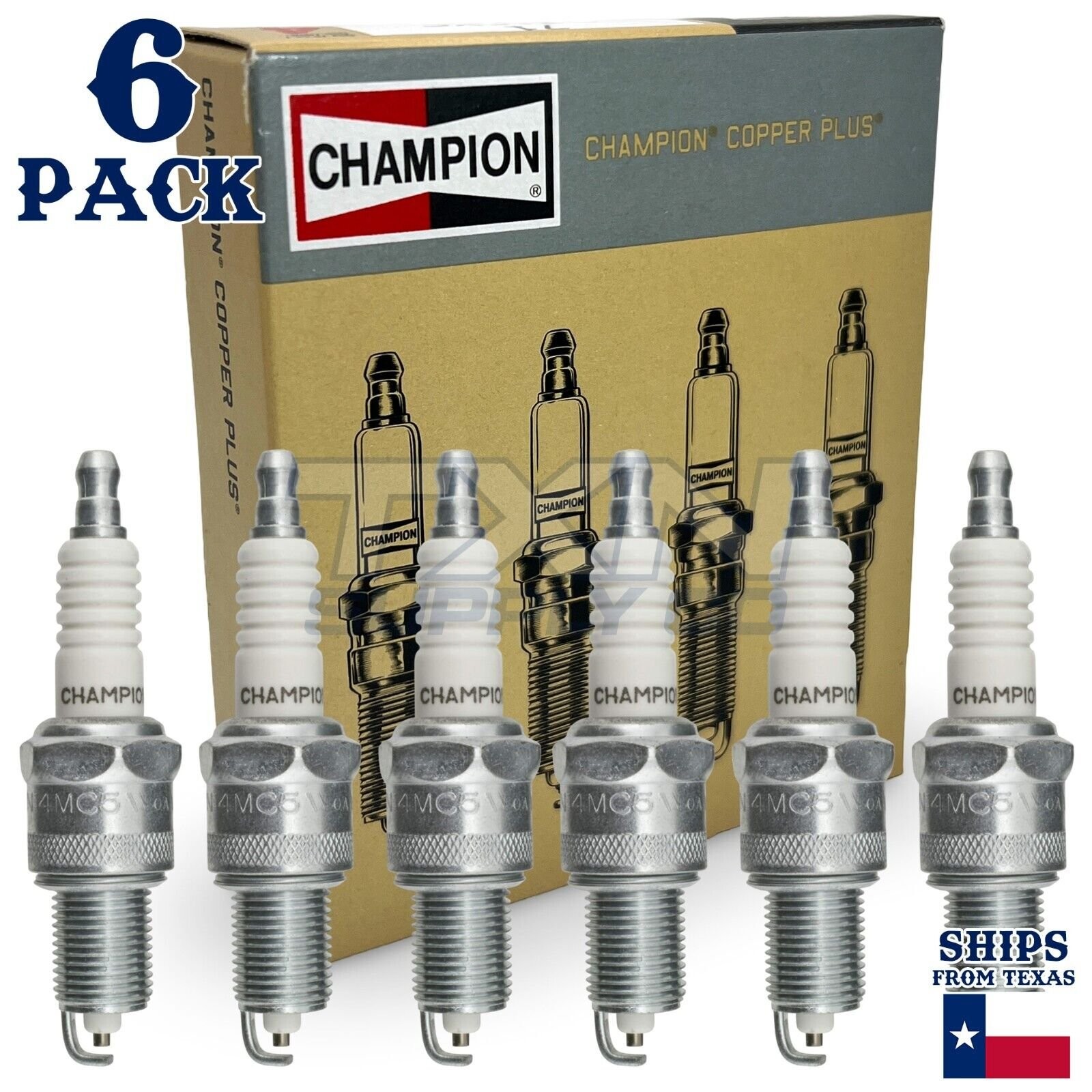6 Pack Champion Copper Plus Spark Plugs for 1990-2000 Dodge Caravan 3.3L 3.8L