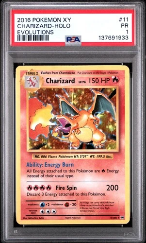 2016 POKEMON XY EVOLUTIONS #11 CHARIZARD-HOLO PSA 1