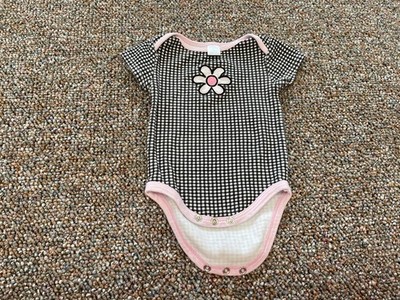 Baby Gear Girls Black & White Checked Daisy Bodysuit 3-6M