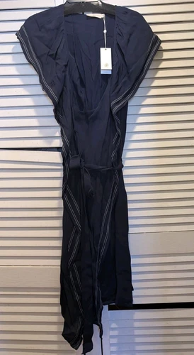 NUOVO Tory Burch ADELIA abito avvolgente con volant Tory Navy 00