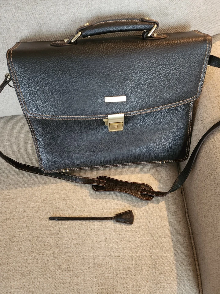 RARO Maletín Brooks Brothers de Colección Bolso para Laptop con Correa y Llave - Pequeño Frotamiento Foto 2 de 4