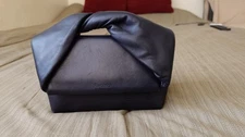 JW ANDERSON Twister midi Black Premium leather shoulder bag $1050