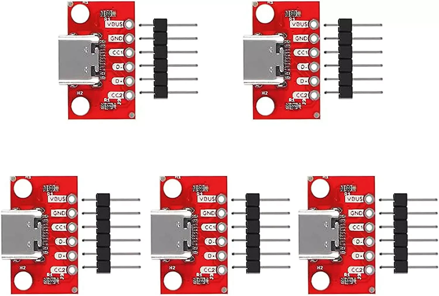 5pcs USB Type-C Breakout Board Serial Basic Breakout Female Connector Type PC