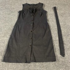 Talbots Dress Womens 8P Black Sleeveless Belted Button Up Straight Cotton Blend
