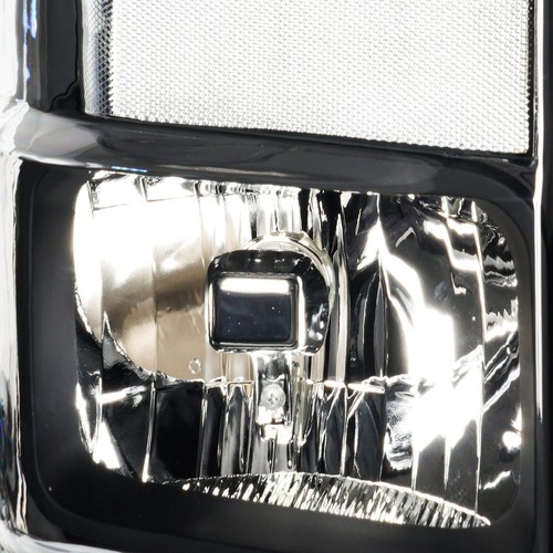 For 2008-2010 Ford F250 F350 F450 Super Duty Black Housing Headlights Lamps Set - Picture 11 of 11