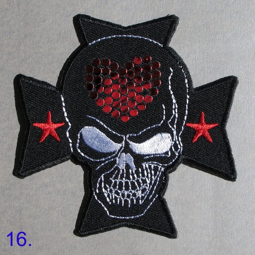 Schädel Aufbügeln Bestickter Patch Biker Kreuz Knochen Skelett Pirat Gothic Punk Rock - Bild 17 von 55