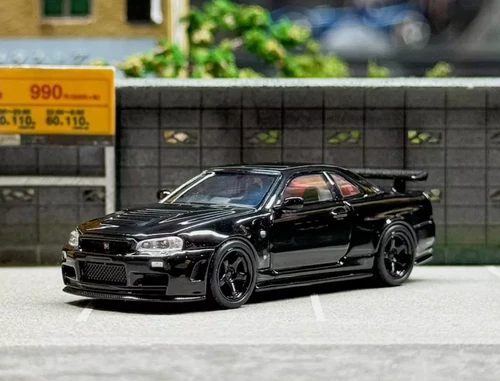 MH 1:64 schwarz JDM Skyline GTR R34 Z-Tune Sport Modell Diecast Metall Auto - Bild 2 von 5