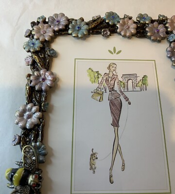 Mon Ami Enamel Rhinestone Butterfly Dragonfly Floral 4 x 6 Picture