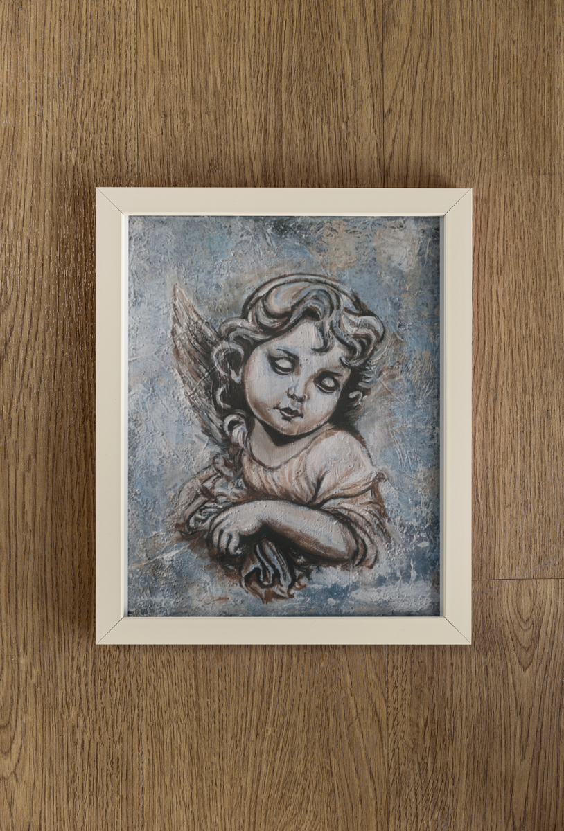 Angel - mixed media painting on canvas 20x30cm | eBay
