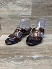 Sofft Anita Embellished Brown Wedge Heel Slides Women's Size 8