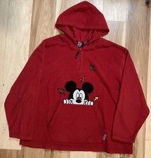 Vintage Mickey Mouse Unlimited Disney Fleece Sweater Red Size 3X Quarter Zip