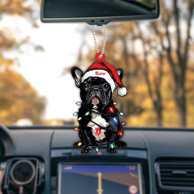 French Bulldog Christmas Lights Ornament, French Bulldog Christmas