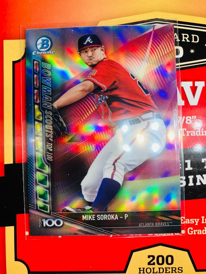 2017 Bowman Chrome Mike Soroka Scouts Top 100 Braves bsu-ms V253 - Image 2 of 3