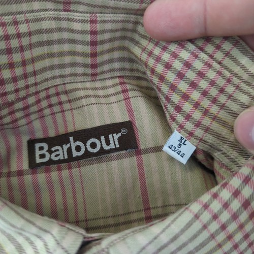 Barbour Shirt Mens XL Beige Tartan Plaid Pocket Vintage South Shields Button - Imagen 10 de 16