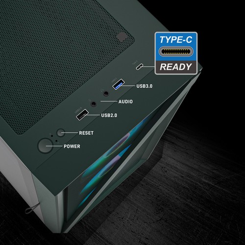 Vetroo M05 Micro ATX MINI ITX Gaming PC Case Tempered Glass w/ ARGB Fan Green - Picture 7 of 8