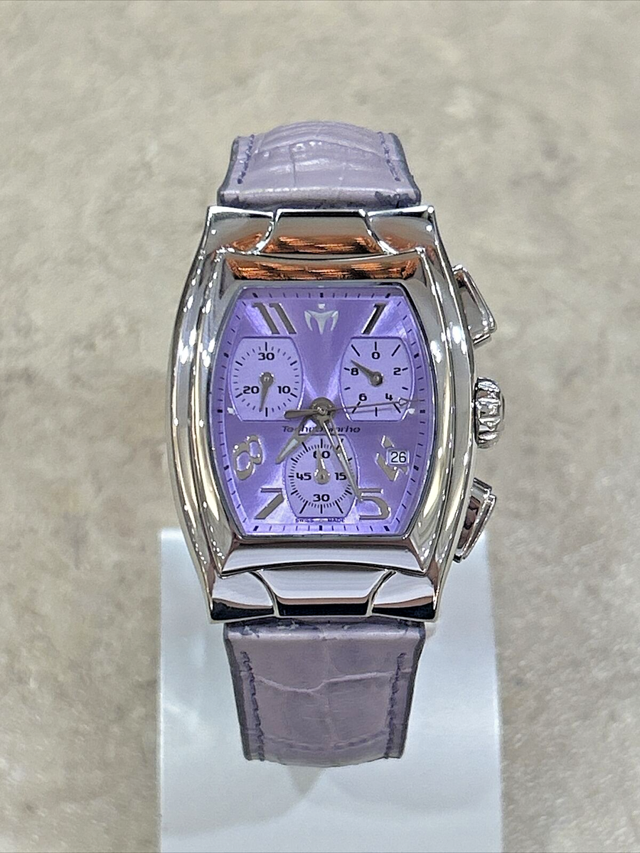 NWT TechnoMarine Purple Watch TechnoMarine TS 20428 Diamond Case Black Alligator Strap  main image 4