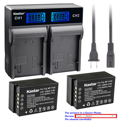 Kastar Battery LCD Rapid Charger for Fuji NP-T125 BC-T125 Fujifilm GFX50S Camera
