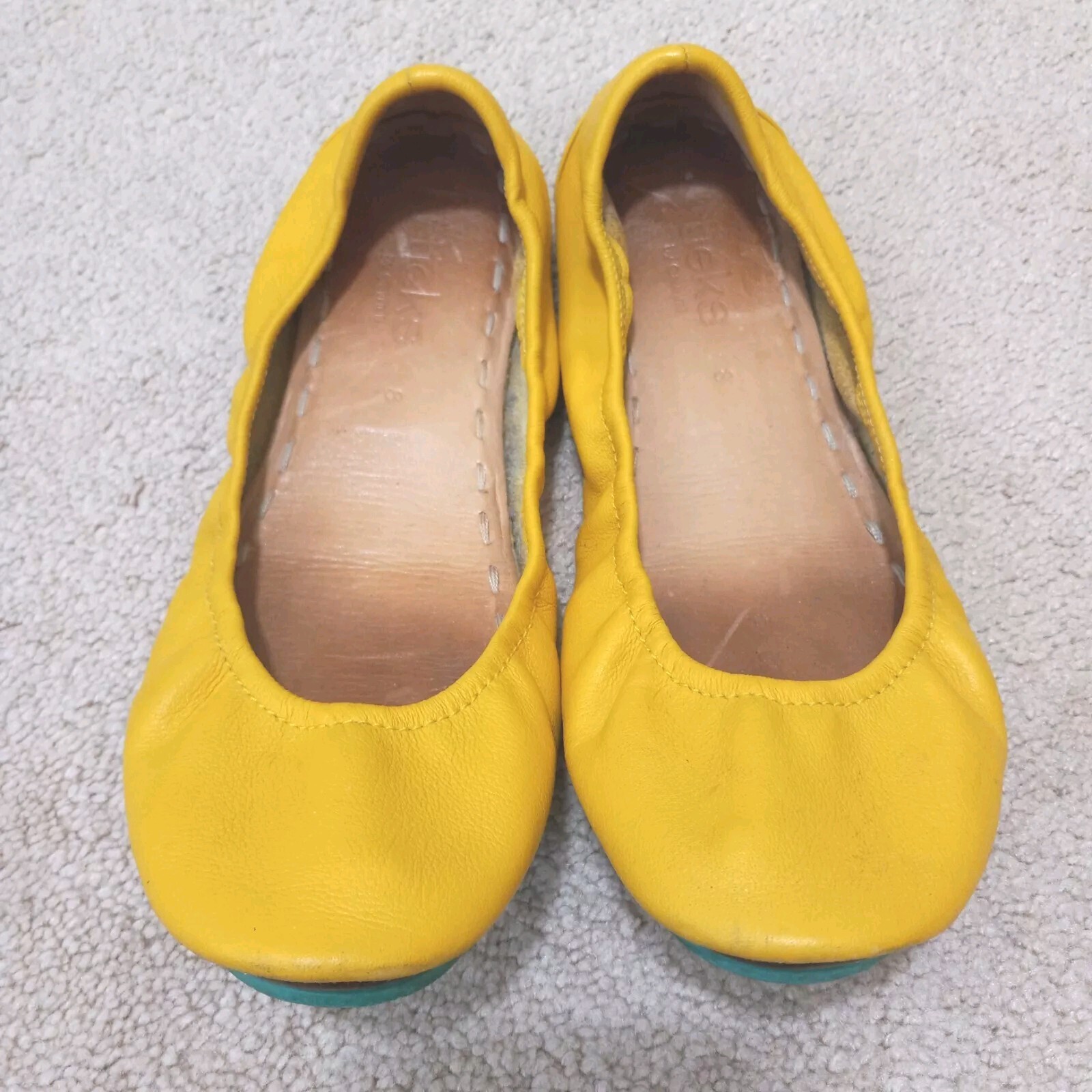 TIEKS By Gavrieli Women's Yellow Leather Ballet Flats Size 8 Flaw! eBay