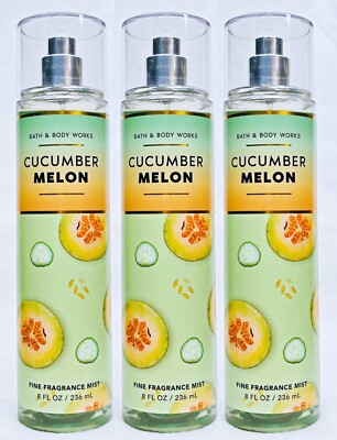 3 Bath & Body Works CUCUMBER MELON Fragrance Mist Body Spray 8 oz