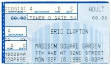 1995 ERIC CLAPTON concert ticket stub 9/18/95 MADISON SQUARE GARDEN New York