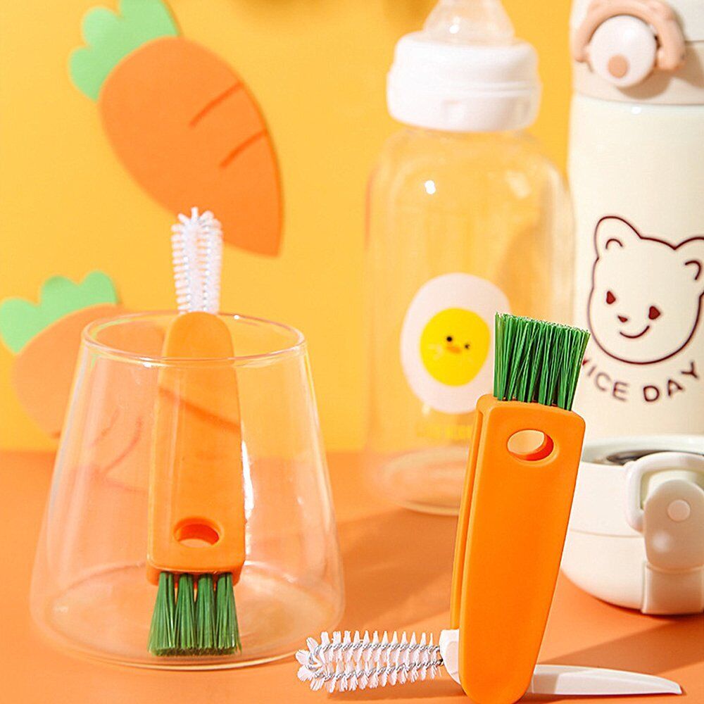 Portable 3 in 1 multifunctional cleaning brush Bottle Mouth Cap Detail Cup  LN