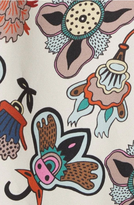 Abito nuovo con etichette San Valentino con stampa floreale pop cravatta crepe taglia 6