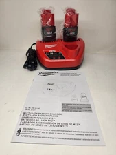 Milwaukee M12 2 Pack CP2.0 12V X2 2.0Ah Battery OEM (48-11-2420) & Charger Kit