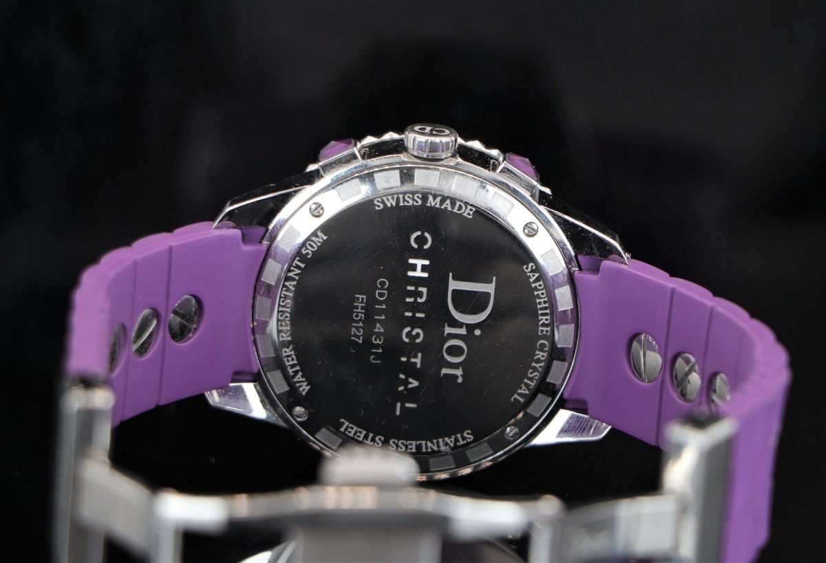 $7,400 Christian Dior Steel Diamond Bezel 38mm Quartz Purple